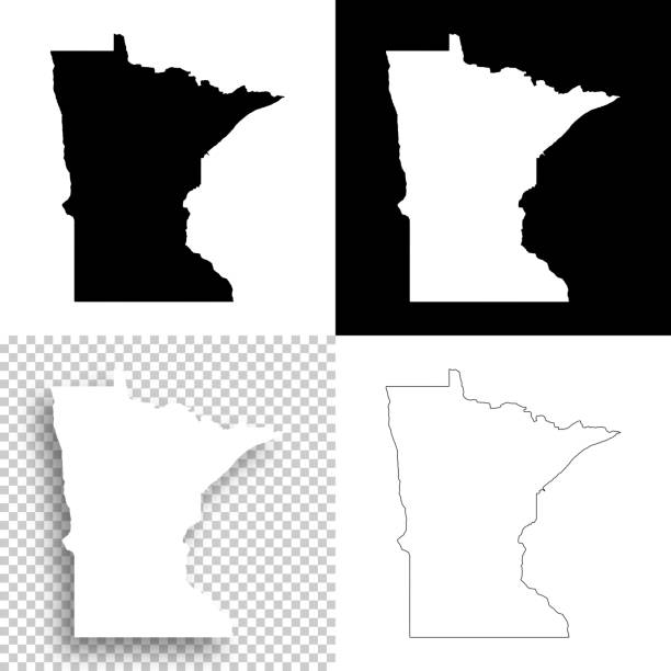 Minnesota maps for design - Blank, white and black backgrounds Map of Minnesota for your own design. With space for your text and your background. Four maps included in the bundle: - One black map on a white background. - One blank map on a black background. - One white map with shadow on a blank background (for easy change background or texture). - One blank map with only a thin black outline (in a line art style). The layers are named to facilitate your customization. Vector Illustration (EPS10, well layered and grouped). Easy to edit, manipulate, resize or colorize. Please do not hesitate to contact me if you have any questions, or need to customise the illustration. http://www.istockphoto.com/portfolio/bgblue black background shape white paper stock illustrations