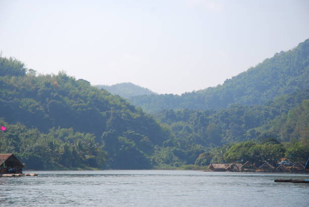 istock Beautiful mountain hill and river lake for background. 927427008