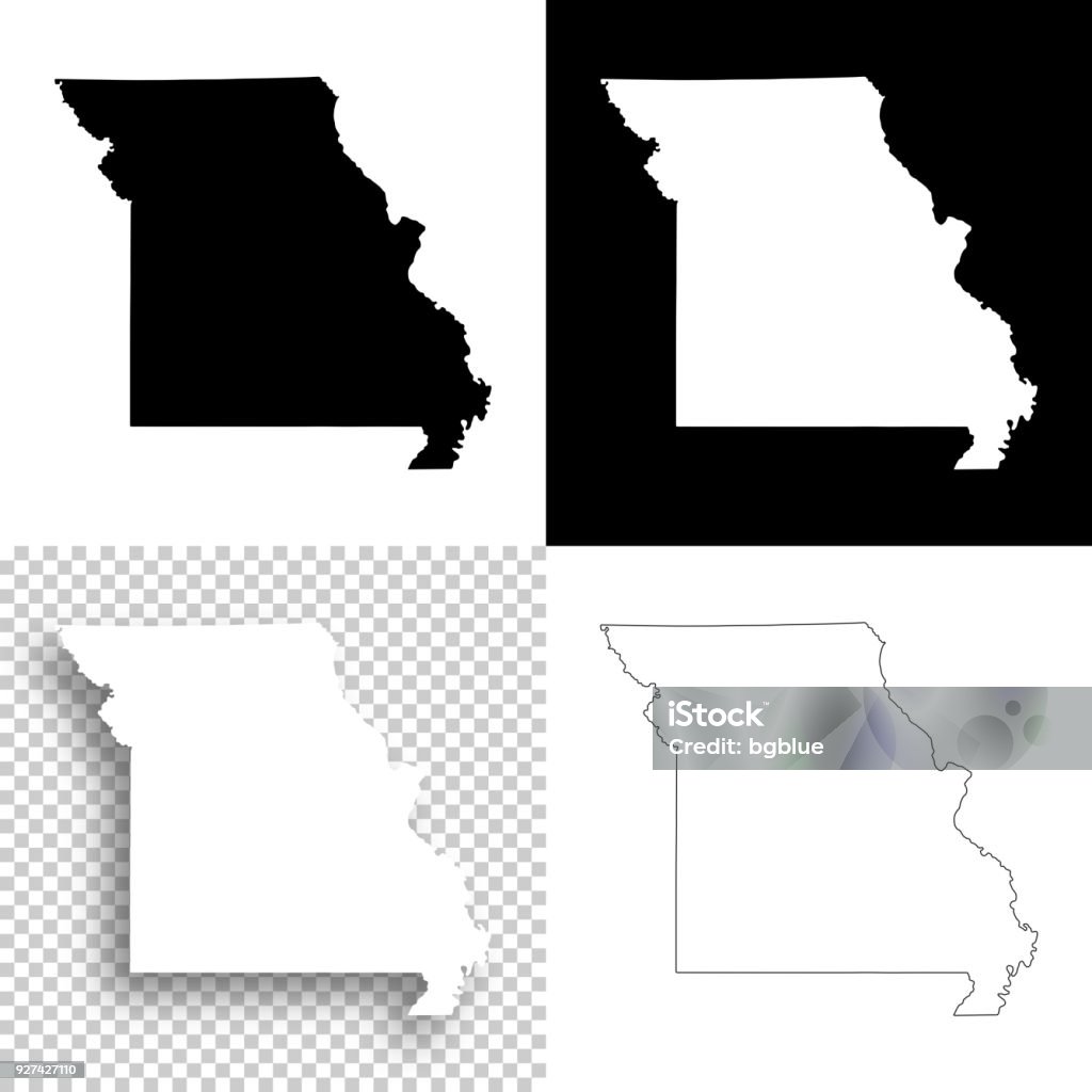 Missouri haritalar tasarım için-boş, beyaz ve siyah arka planlar - Royalty-free Missouri Vector Art