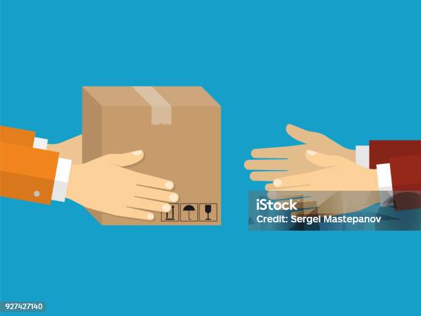 Receiving Package From Courier To Customer Delivery Concept Stock Illustration - Download Image Now