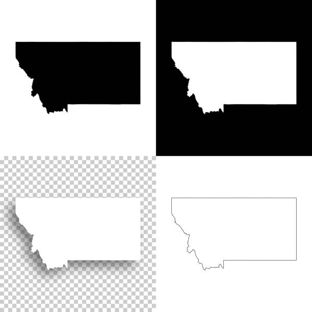 Montana maps for design - Blank, white and black backgrounds Map of Montana for your own design. With space for your text and your background. Four maps included in the bundle: - One black map on a white background. - One blank map on a black background. - One white map with shadow on a blank background (for easy change background or texture). - One blank map with only a thin black outline (in a line art style). The layers are named to facilitate your customization. Vector Illustration (EPS10, well layered and grouped). Easy to edit, manipulate, resize or colorize. Please do not hesitate to contact me if you have any questions, or need to customise the illustration. http://www.istockphoto.com/portfolio/bgblue black background shape white paper stock illustrations