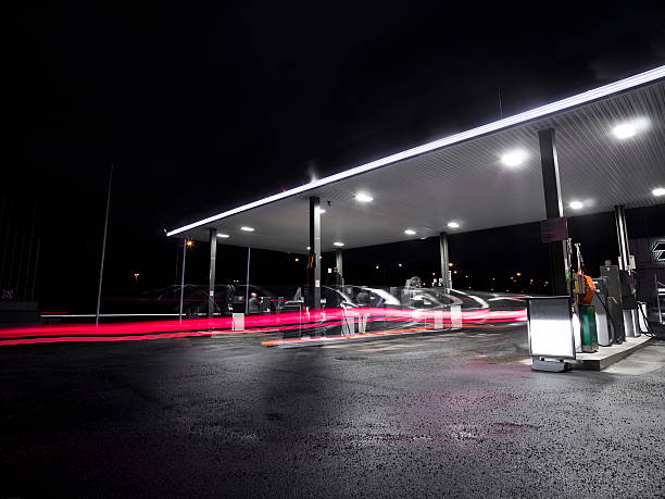 istock Empty gas station in the middle of the night 92743030