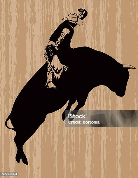 Cowboy Riding A Leaping Bull Stock Illustration - Download Image Now - Bull Riding, Rodeo, Stampeding