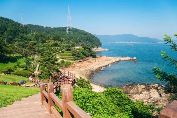 Sea and nature landscape in Tongyeong Yi Sun-sin park, Korea