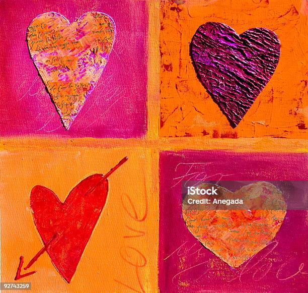 Gemälde Von 4 Hearts Stock Vektor Art und mehr Bilder von Acrylmalerei - Acrylmalerei, Begehren, Bunt - Farbton