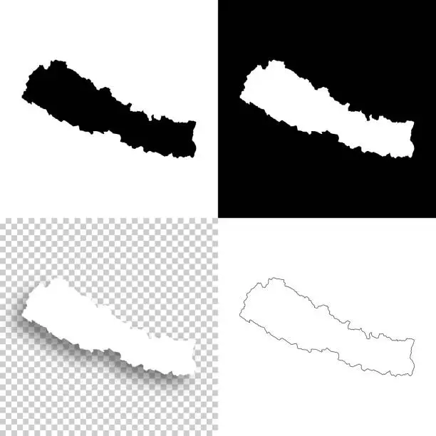 Vector illustration of Nepal maps for design - Blank, white and black backgrounds