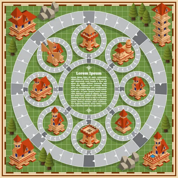 Vector illustration of Board game on a medieval theme.