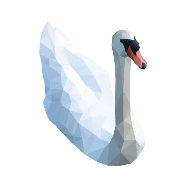 istock Isolated white swan composed of triangles on white background. Colored polygonal geometric hooper. 927440802