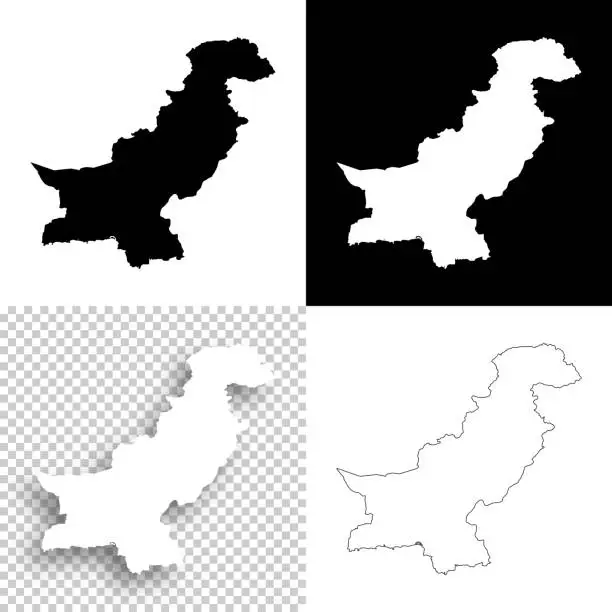 Vector illustration of Pakistan maps for design - Blank, white and black backgrounds