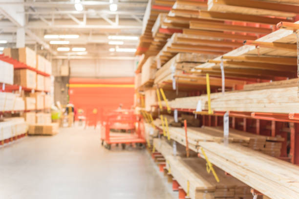 istock Blurred close-up lumber warehouse at home improvement store 927447382