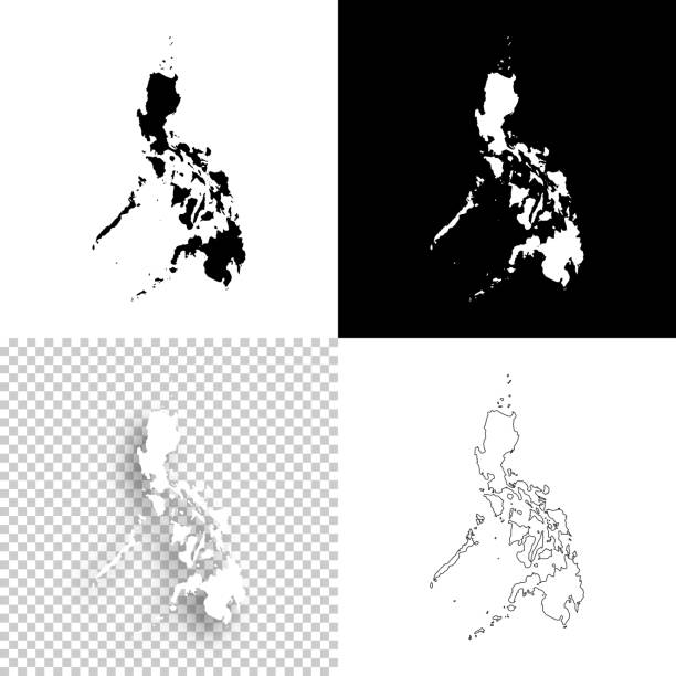 филиппины карты для дизайна - пустой, белый и черный фон - philippines stock illustrations
