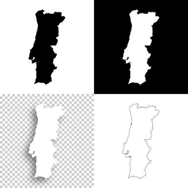 Portugal maps for design - Blank, white and black backgrounds Map of Portugal for your own design. With space for your text and your background. Four maps included in the bundle: - One black map on a white background. - One blank map on a black background. - One white map with shadow on a blank background (for easy change background or texture). - One blank map with only a thin black outline (in a line art style). The layers are named to facilitate your customization. Vector Illustration (EPS10, well layered and grouped). Easy to edit, manipulate, resize or colorize. Please do not hesitate to contact me if you have any questions, or need to customise the illustration. http://www.istockphoto.com/portfolio/bgblue black background shape white paper stock illustrations