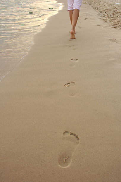 istock Footprint on sand and sea foam 92745193