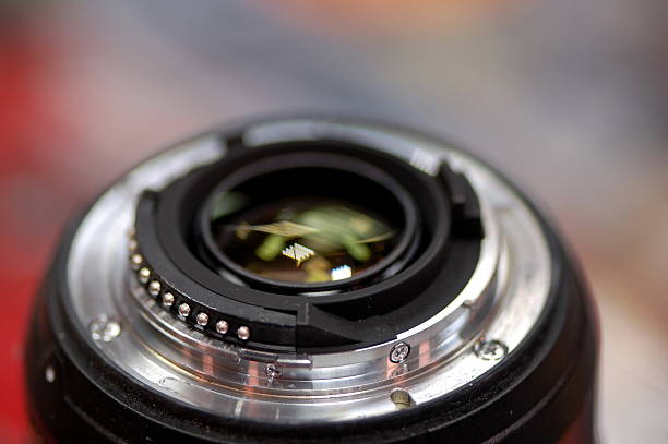 Lens mount with connectors stock photo