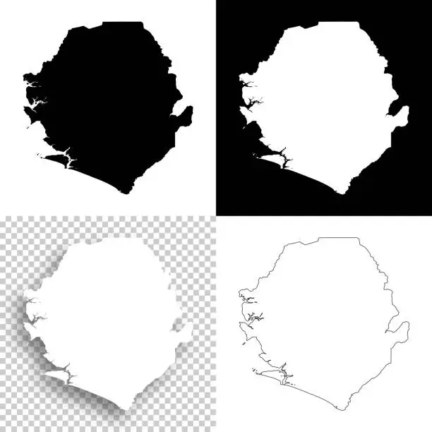 Vector illustration of Sierra Leone maps for design - Blank, white and black backgrounds