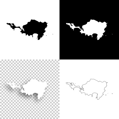 Sint Maarten maps for design - Blank, white and black backgrounds