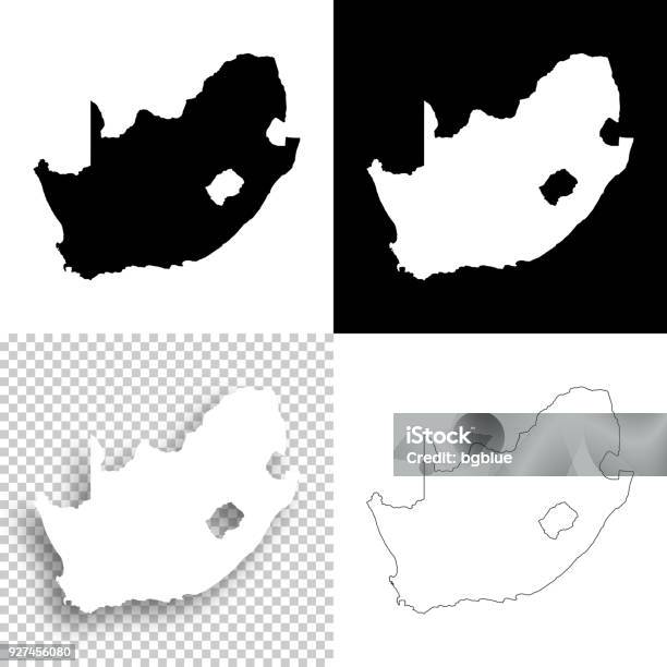 South Africa Maps For Design Blank White And Black Backgrounds Stock Illustration - Download Image Now