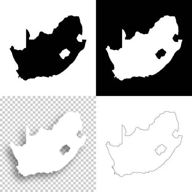 Vector illustration of South Africa maps for design - Blank, white and black backgrounds