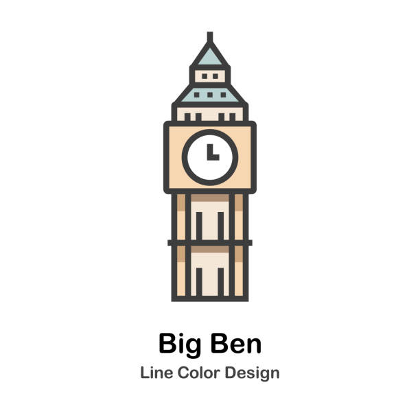 Big Ben Big Ben the clock tower line color icon big ben stock illustrations
