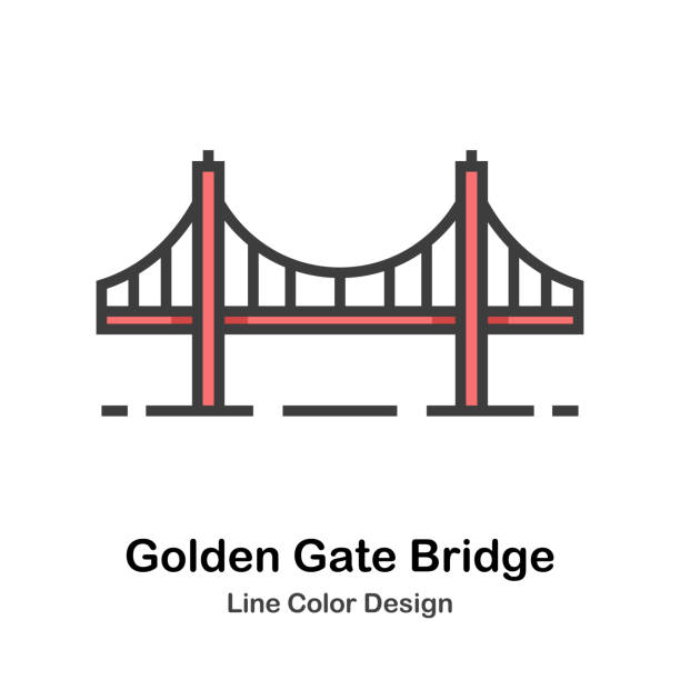 golden gate bridge - golden gate bridge bridge san francisco county vector stock-grafiken, -clipart, -cartoons und -symbole