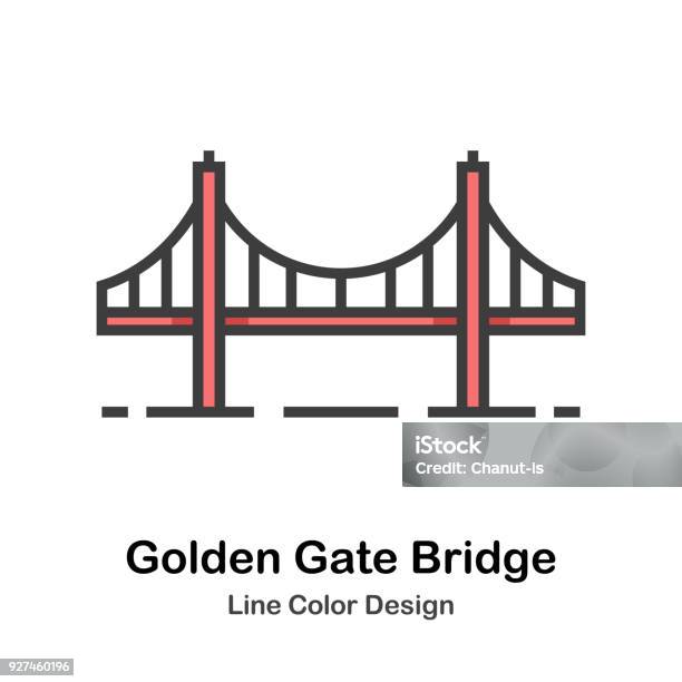 Ilustración de Puente Golden Gate y más Vectores Libres de Derechos de Puente Golden Gate - Puente Golden Gate, Puente - Estructura creada por humanos, Ícono