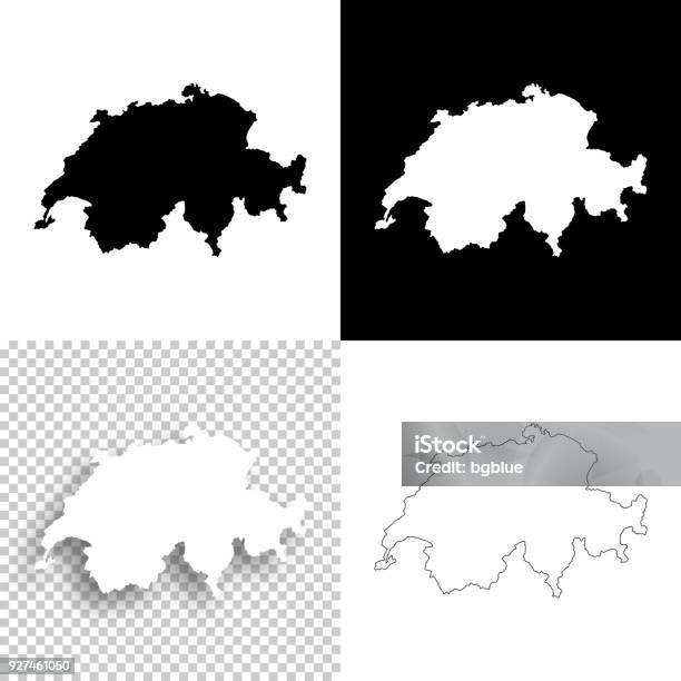 Switzerland Maps For Design Blank White And Black Backgrounds Stock Illustration - Download Image Now