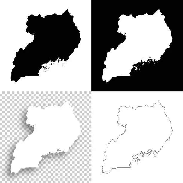 Vector illustration of Uganda maps for design - Blank, white and black backgrounds