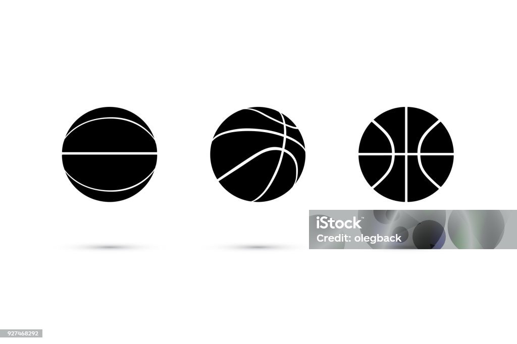 Ícone de bola de basquete preta vector conjunto isolado no fundo branco. - Vetor de Basquete royalty-free