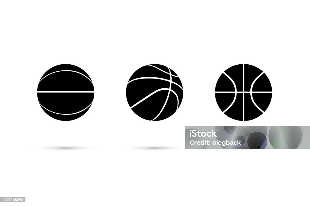 Vector black basketball ball icon set isolated on white background. Basketball - Sport stock vector