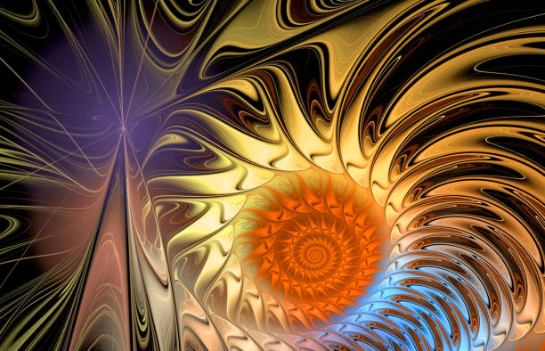 istock Abstract illustration of a fractal spiral pattern on black background 927468498