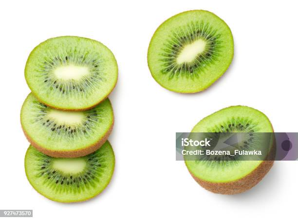 Top Viewkiwi Fruit Isolated On White Background Stock Photo - Download Image Now - Kiwi Fruit, Slice of Food, White Background