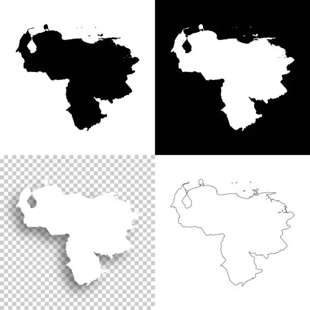 Vector illustration of Venezuela maps for design - Blank, white and black backgrounds