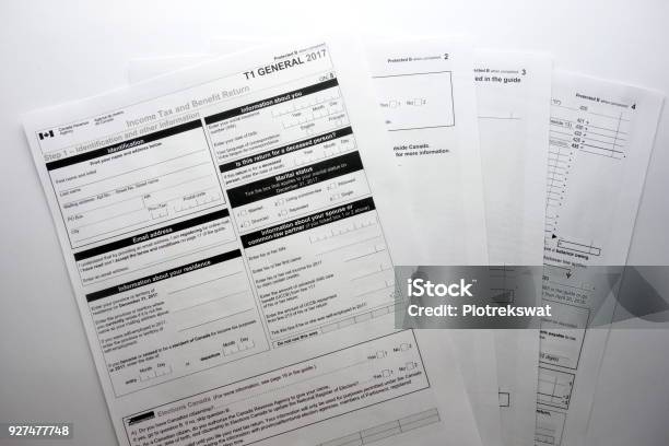 Canadian T1 General Income Tax And Benefit Return Form Stock Photo ...