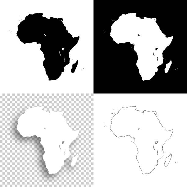 Africa maps for design - Blank, white and black backgrounds Map of Africa for your own design. With space for your text and your background. Four maps included in the bundle: - One black map on a white background. - One blank map on a black background. - One white map with shadow on a blank background (for easy change background or texture). - One blank map with only a thin black outline (in a line art style). The layers are named to facilitate your customization. Vector Illustration (EPS10, well layered and grouped). Easy to edit, manipulate, resize or colorize. Please do not hesitate to contact me if you have any questions, or need to customise the illustration. http://www.istockphoto.com/portfolio/bgblue black background shape white paper stock illustrations