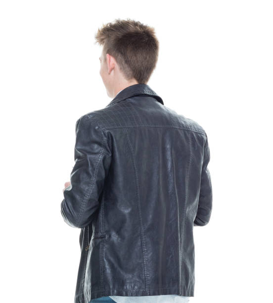 istock Handsome young male wearing a leather jacket 927485448