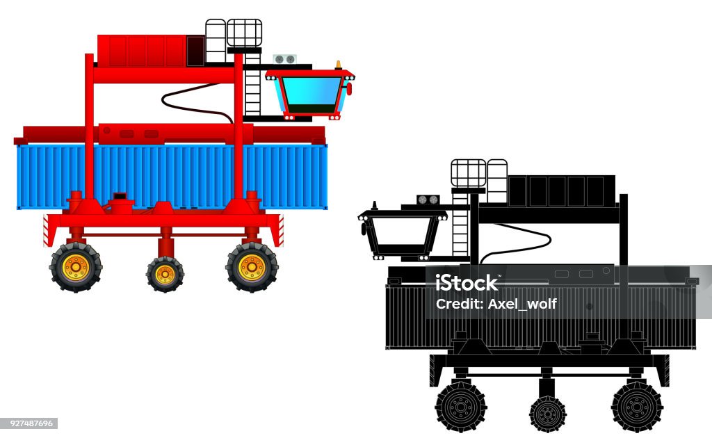 Container Loader Drawing Large Container Loader Vector Stock Illustration - Download Image Now ...