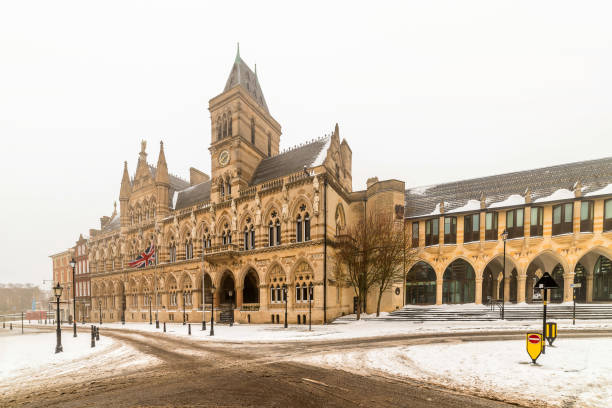 istock Northampton Guildhall Neo Gothic Building on Cloudy Winter Snowy Day 927488246
