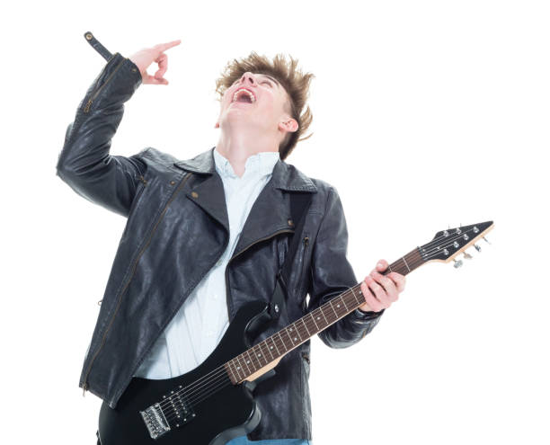 istock Handsome young male rocking out with a guitar 927489104