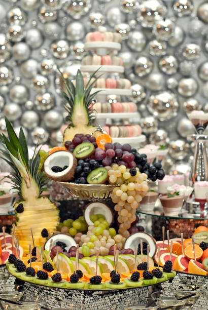 istock Vegetables and fruits are well-cut on a buffet 927491518