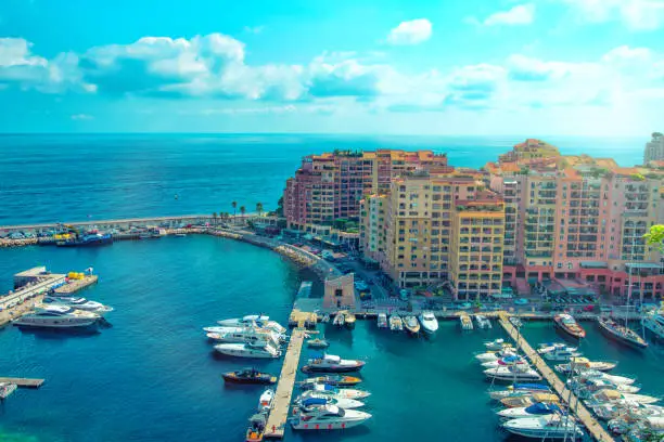 Photo of panoramic view of the bay with yachts in Monaco