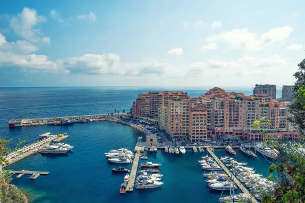 Photo of panoramic view of the bay with yachts in Monaco