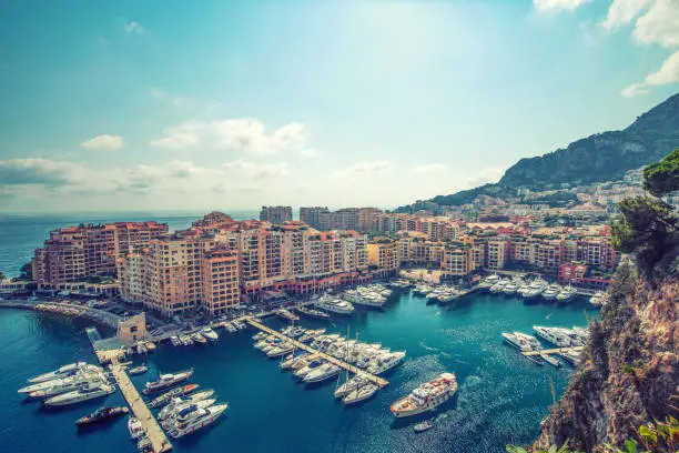Photo of panoramic view of the bay with yachts in Monaco