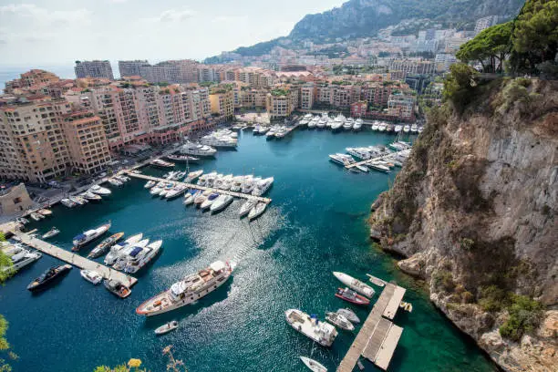 Photo of panoramic view of the bay with yachts in Monaco