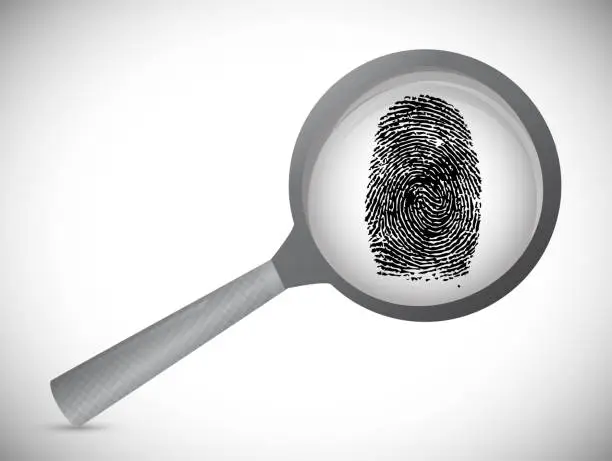 Vector illustration of fingerprint under a magnify glass. illustration design over white