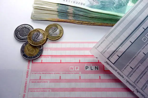 Photo of Polish cash payment form and money