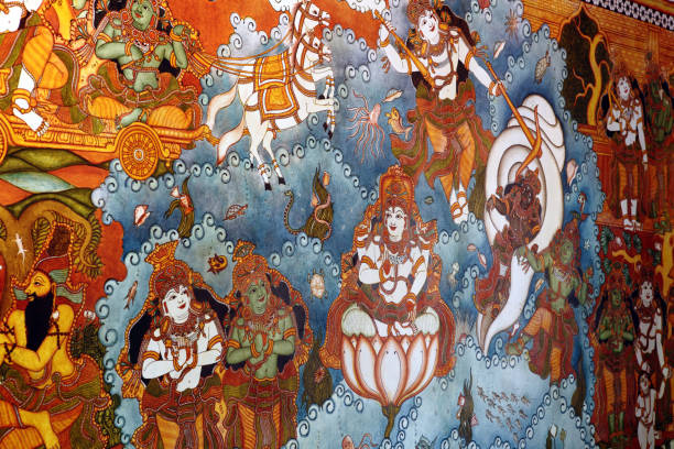 istock Mural, typical traditional Kerala style antique painting 927518024