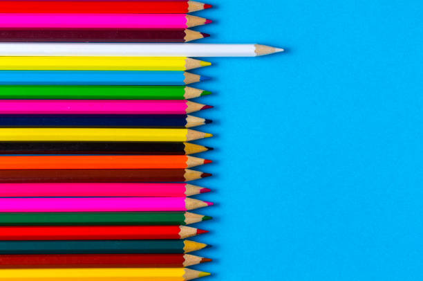 istock Color pencil  your for text blue background 927518118
