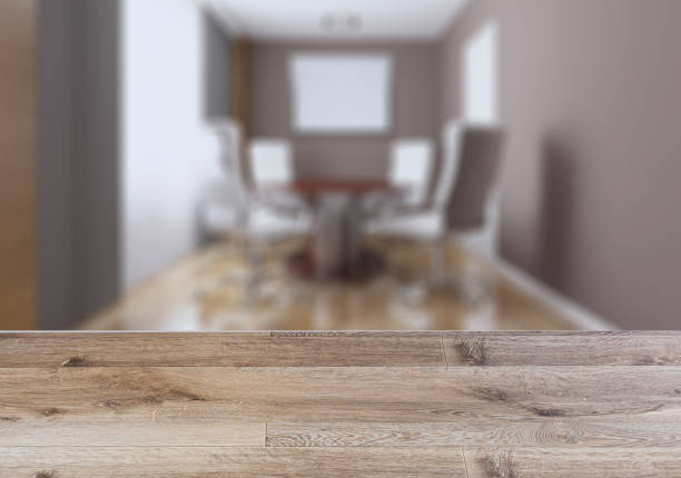 istock Background with empty wooden table. Flooring. Meeting room. 927525744
