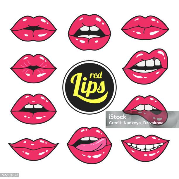 Lips Patches Collection Stock Illustration - Download Image Now - Human Lips, Mouth, Vector