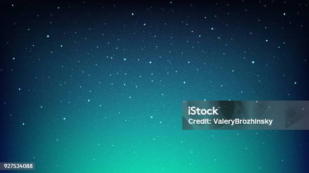 Night Shining Starry Sky Blue Space Background With Stars Cosmos Stock Illustration - Download Image Now